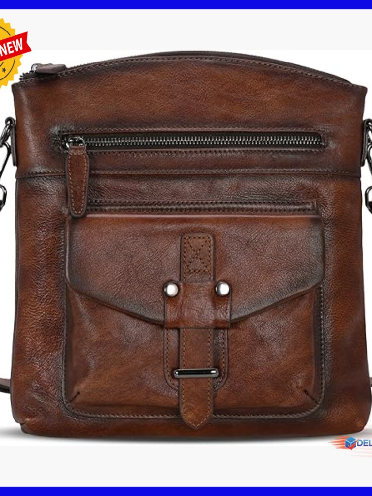 Genuine Leather Crossbody Bag With Adjustable Strap, Multi-Pocket Hobo Purse